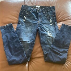 Distressed Blue Jeans